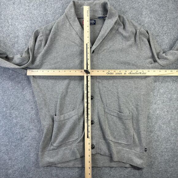 Chaps Sweater Mens Large Gray Shawl Collar Button Front Cotton Cardigan - Picture 7 of 10